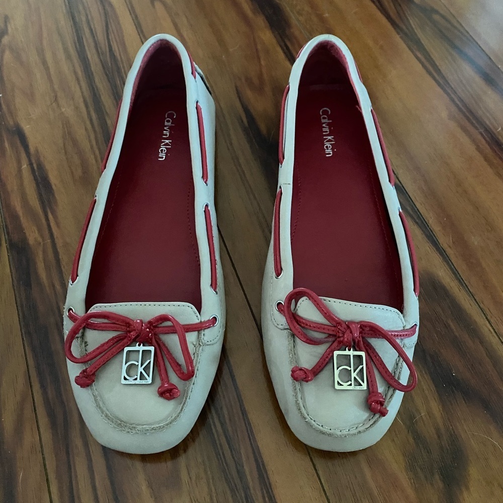 EUC Calvin Klein Gray and Red Driving Moccasins - Picture 2 of 4